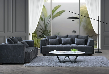 ALUXO® Gramercy Sofa Collection in Steel Grey Velvet