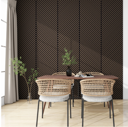 Crafted Luxe Premium 3m Wood Veneer Acoustic Diagonal Slat Wall Panels (2 Pack)
