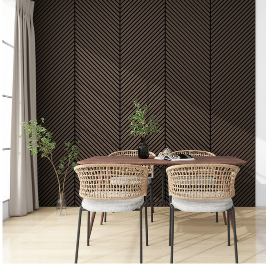 Crafted Luxe Premium 3m Wood Veneer Acoustic Diagonal Slat Wall Panels (2 Pack)