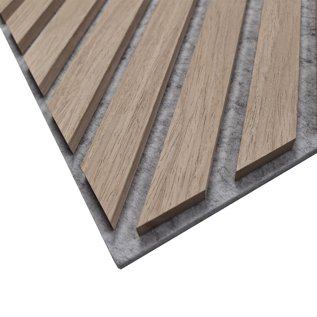 Crafted Luxe Premium Geometric Acoustic Wall Panels – Oak on Grey Felt