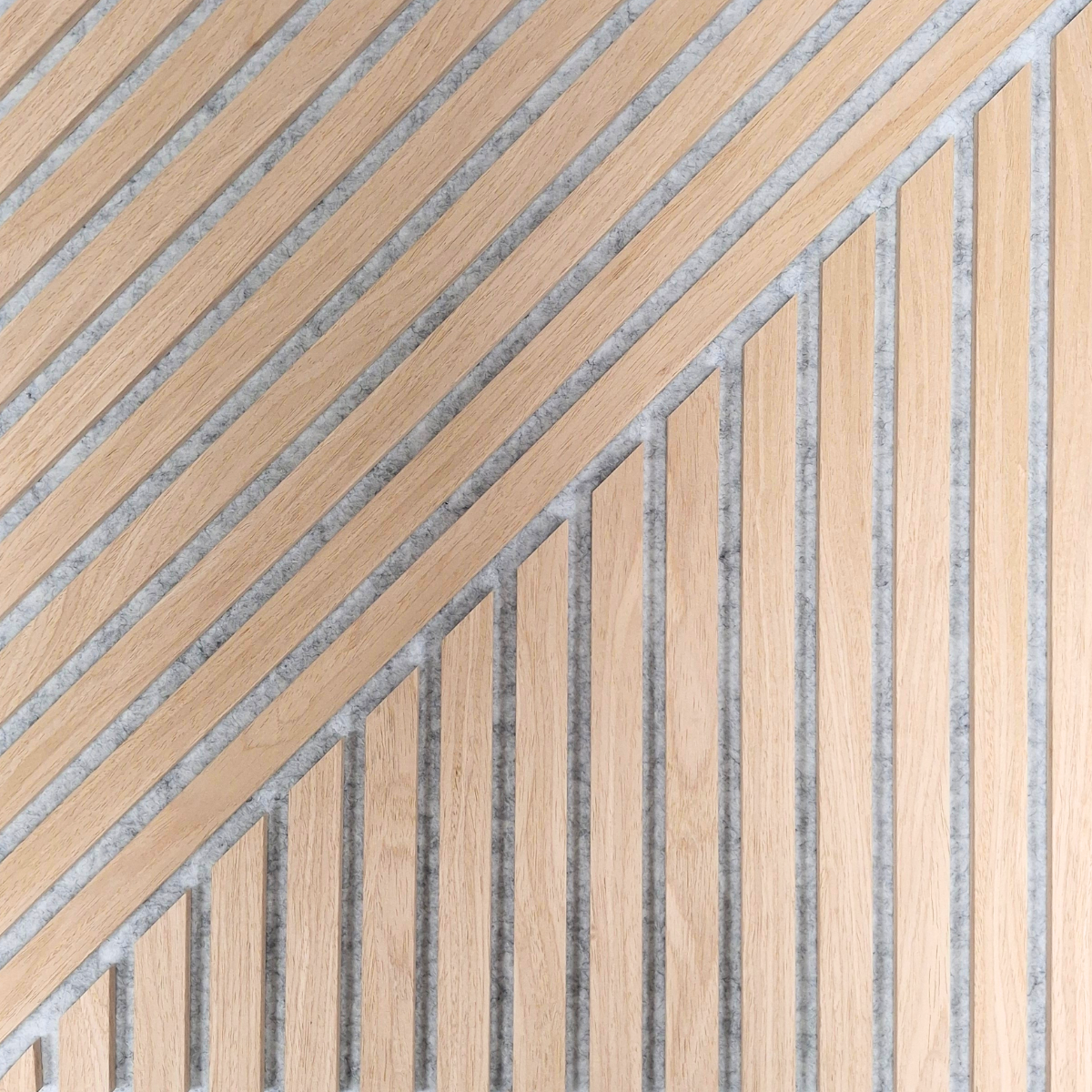 Crafted Luxe Premium Geometric Acoustic Wall Panels – Oak on Grey Felt