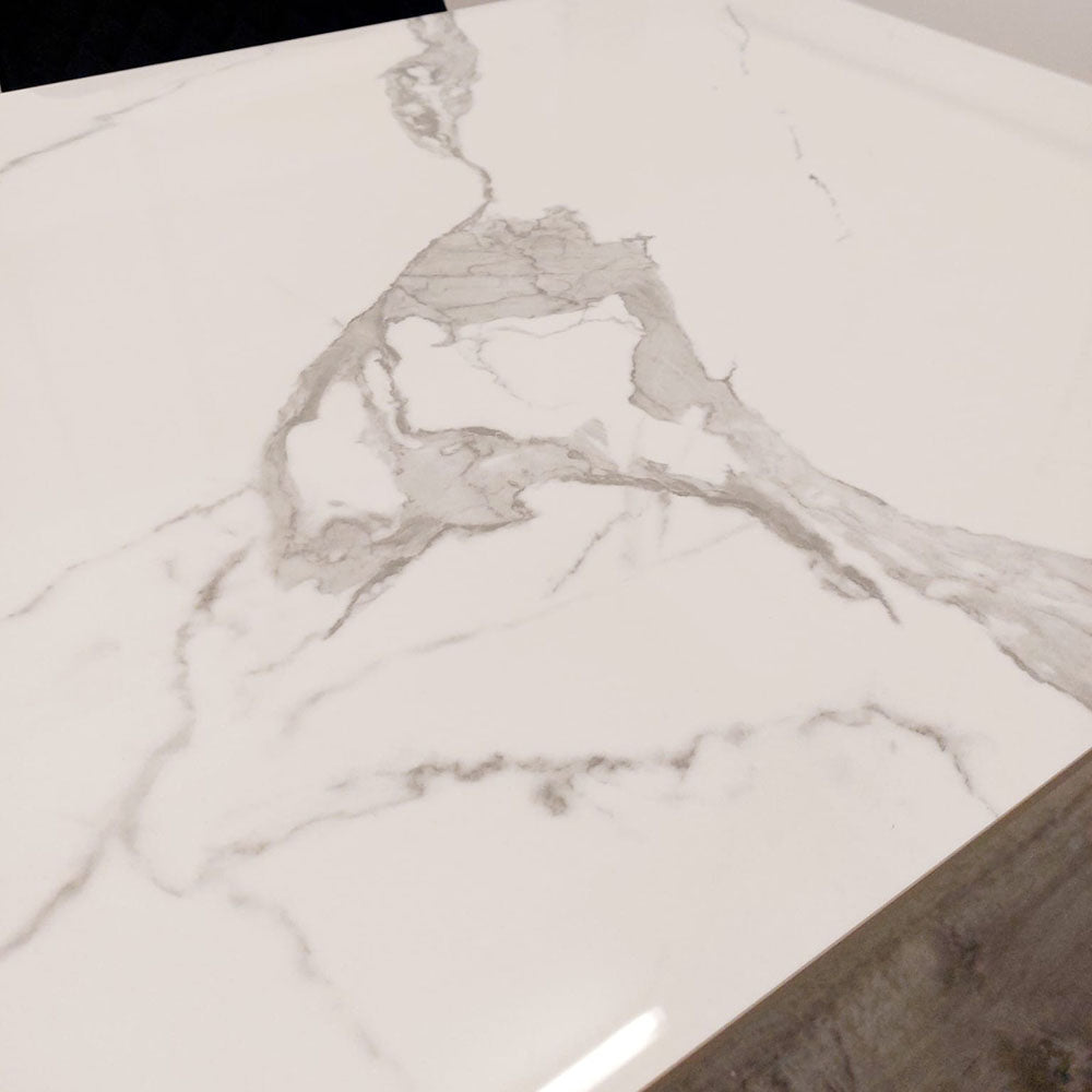 Titus Dining Set Polar White with 4 Luna Navy Chairs