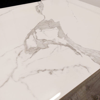 Titus Dining Set Polar White with 4 Luna Navy Chairs