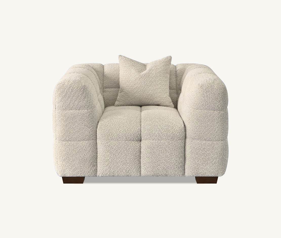 Aluxo Tribeca Sofa Range in Oatmeal Boucle Fabric Chair