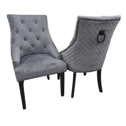 Bentley Black Leg Dining Chair Dark Grey