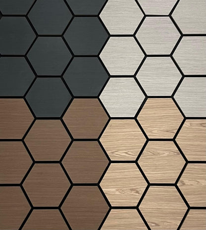 Hexagon Wood Acoustic Wall Panels Walnut