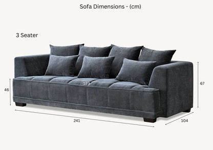 ALUXO® Gramercy Sofa Collection in Steel Grey Velvet