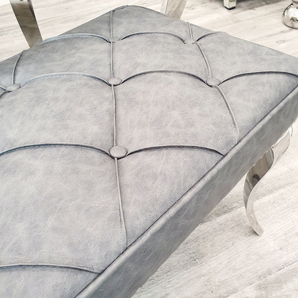 Louis Dining Bench ALL COLOURS 1.4 m (best for 1.6m table) Light Grey Velvet