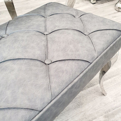 Louis Dining Bench ALL COLOURS 1.4 m (best for 1.6m table) Light Grey Velvet
