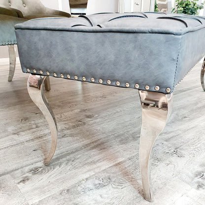 Louis Dining Bench ALL COLOURS 1.4 m (best for 1.6m table) Light Grey Velvet