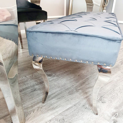 Louis Dining Bench ALL COLOURS 1.4 m (best for 1.6m table) Light Grey Velvet