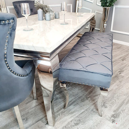 Louis Dining Bench ALL COLOURS 1.4 m (best for 1.6m table) Light Grey Velvet