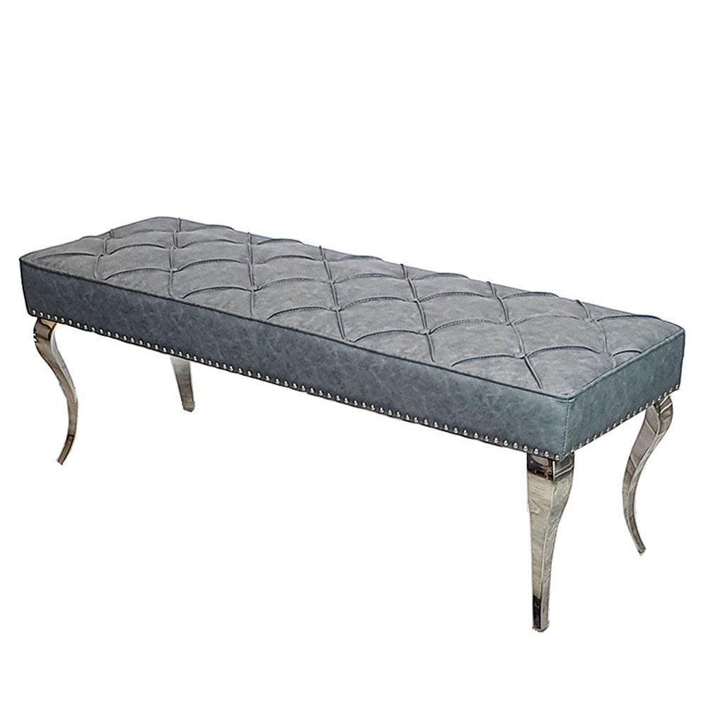 Louis Dining Bench ALL COLOURS 1.4 m (best for 1.6m table) Light Grey Velvet