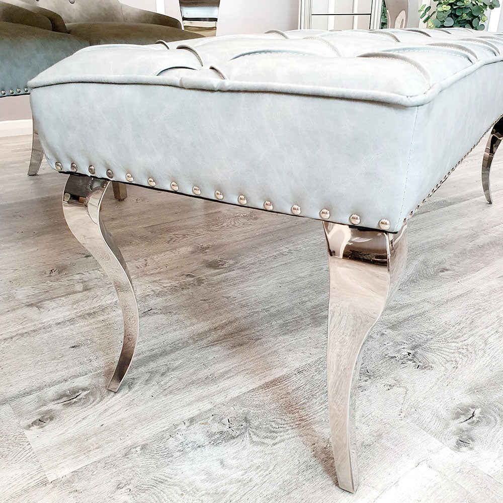 Louis Dining Bench ALL COLOURS 1.4 m (best for 1.6m table) Light Grey Velvet