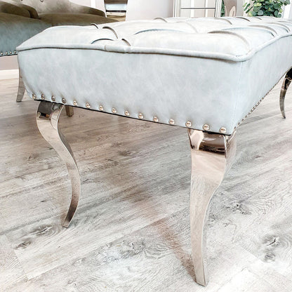 Louis Dining Bench ALL COLOURS 1.4 m (best for 1.6m table) Light Grey Velvet