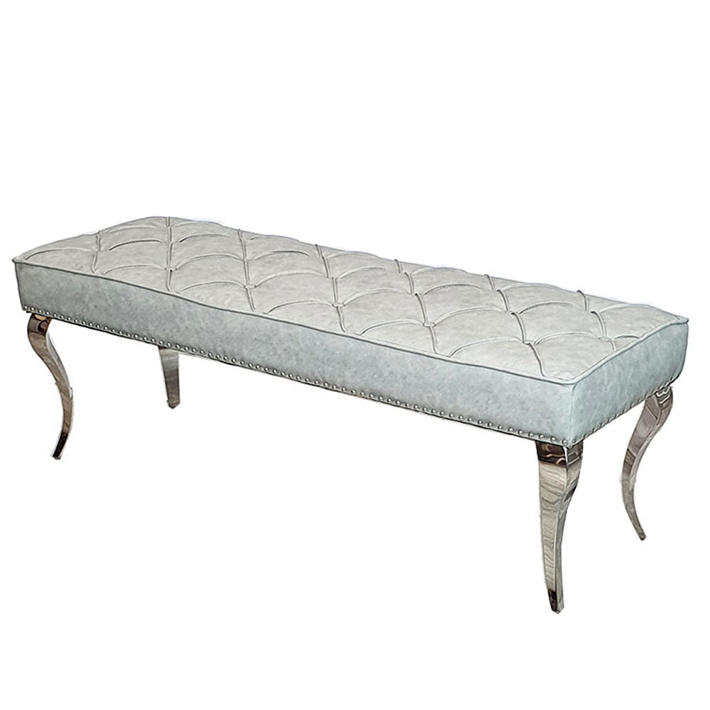 Louis Dining Bench ALL COLOURS 1.4 m (best for 1.6m table) Light Grey Velvet