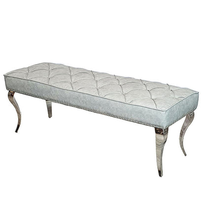 Louis Dining Bench ALL COLOURS 1.4 m (best for 1.6m table) Light Grey Velvet